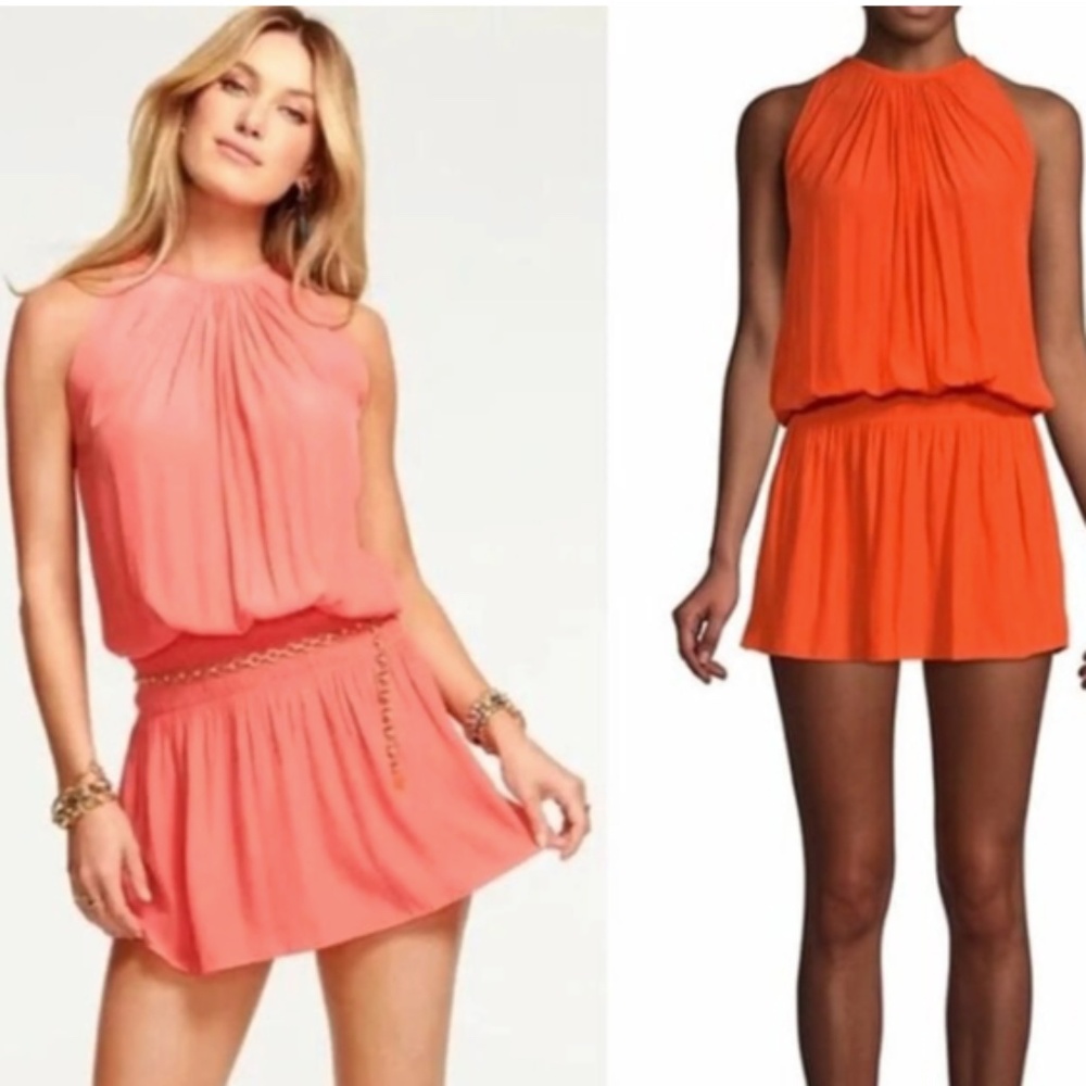 NWT RAMY BROOK WOMENS DANY DRESS IN GLOW NEON CORAL SIZE SMALL MINI SLEEVELESS